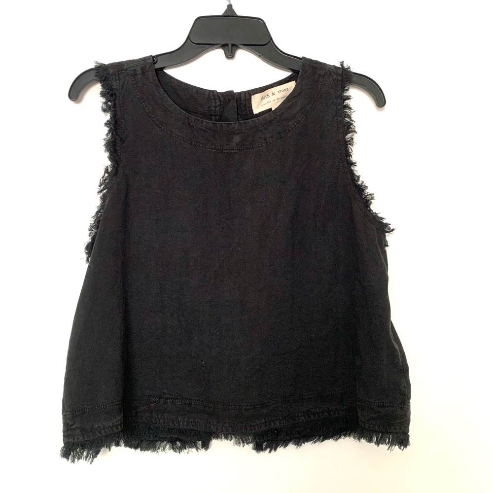 NEVER WORN black tank top with frayed edges - Picture 1 of 4